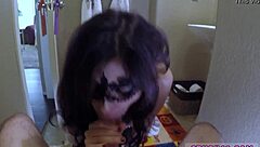 does this teen swallow daddy's cum in pov?