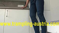 Mistress Tramples Bound Slave in Sneakers!