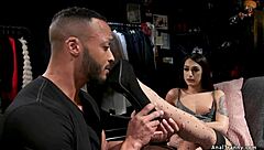 I watch this cute shemale dominate and anal fuck a black man in kinky hardcore session