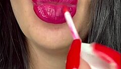 Wife Delivers Close-Up Blowjob With Red Lipstick, Swallowing Cum In Amateur Oral Fetish Scene
