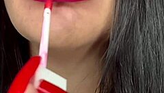 Wife Delivers Close-Up Blowjob With Red Lipstick, Swallowing Cum In Amateur Oral Fetish Scene