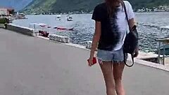 Teen Bent Over in Public, Flashing Natural Tits During Risky Doggystyle