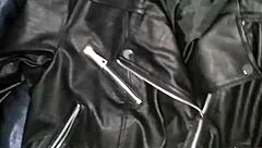 feeling so intense as cum hits my step sister's leather jacket
