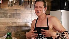 Why porn scripts are bad in kitchen scenes with muscular bodybuilders and ripped clothes