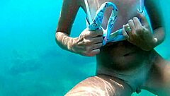 swimming without panties at beach