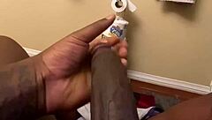 oh man, that big black cock moaning solo in the bathroom homemade session feels so intense
