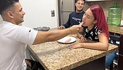 Latina Wife Sucks Friend's Cock in Front of Husband