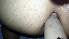 Is this travesti fucking my ass with a dildo? Amateur shemale anal assfucking