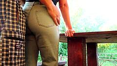 Watch this outdoor fuck with a big ass MILF getting double cumshots