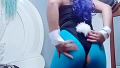 I masturbate my fat uncut cock with pocket pussy and cum inside