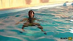 brunette forgets swimming for coachs huge manhood blowjob