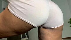 Latina stepsister shows tight pussy in cameltoe shorts.
