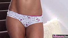 Samantha Saint Rips Silk Panties in Fallen Angel Uniform, Dripping Wet Pussy with Cum.