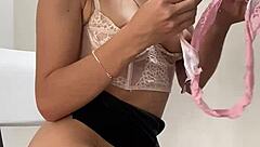 young latina from medellin enjoys solo play with her toy, leading to intense squirting