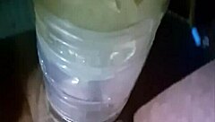 Outdoor fleshlight fucking with big cock leads to massive cumshot in public.