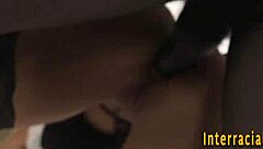 Gaping Babe Gets Jizzed by Big Black Cock in Stockings