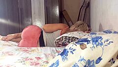 horny blonde slut bent over for doggystyle blowjob 😈