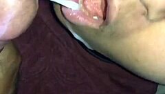 ebony babe gets rimjob and creampie cumshot