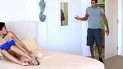 Stepsister caught stroking hard