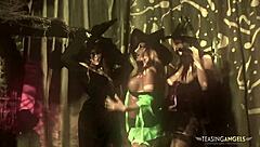 These sluts moan in group sex with doggystyle and blowjobs