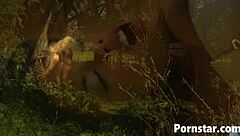 kaylani lei demonstrates her blowjob skills outdoors