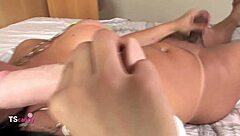 Big tits mexican shemale sucks fake cock