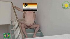 Sex on the stairs of our house, gay passion unleashed.