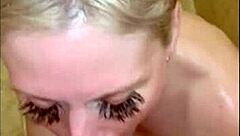 Busty Gorgeous Blonde MILF Drains Balls in Shower