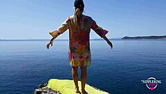 Kinky Mother Exposes Extreme Pierced Nipples And Pussy Nude On Beach