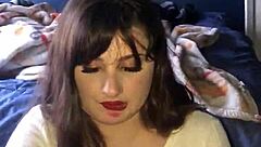 Lipstick Babe Gives Rough Blowjob And Handjob.