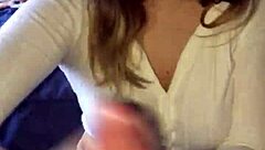 Lipstick Babe Gives Rough Blowjob And Handjob.