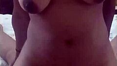 Latina rides another man's cock behind husband's back