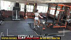 Step Sis Catches Sibling Peeping On Her Gym Masturbation