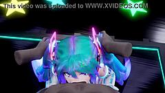 miku gives a deepthroat concert on the big black cock in this anime hentai scene.