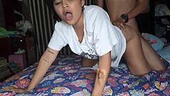 Que rica, how my hermanastro fucks and cums so good with that monster cock!