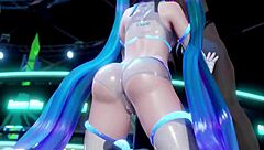 miku gives a deepthroat concert on the big black cock in this anime hentai scene.