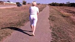 White Leggings Show Off Big Butts in Public