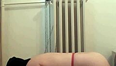 a french slave undergoes intense bdsm dog training session on march 4, 2020. bent over in doggystyle position