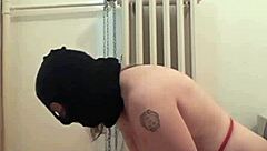 a french slave undergoes intense bdsm dog training session on march 4, 2020. bent over in doggystyle position