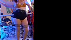 hotwife steffi dances in orange satin 😘