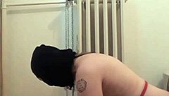 a french slave undergoes intense bdsm dog training session on march 4, 2020. bent over in doggystyle position