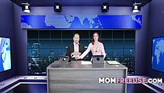 Watch reporters strip for big tits action!