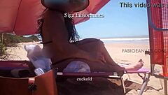 Wife gropes endowed black guy on beach