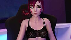 Brigette and futa Dva in sexy hentai action