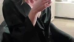 Belgian Babe Smoking in Stockings and Lingerie