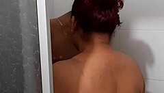 The mature latina maid steps into the shower for a relaxing bath