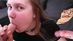 Curvy teen Maja dives into her first wild MMF threesome experience