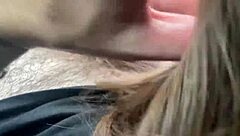 Stepsister moans from car orgasm