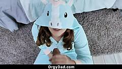 Teen Stepdaughter Bounces On Big Cock