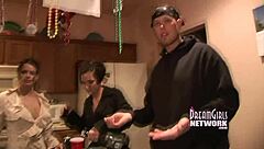 Lesbians lick pussy on boat outdoors